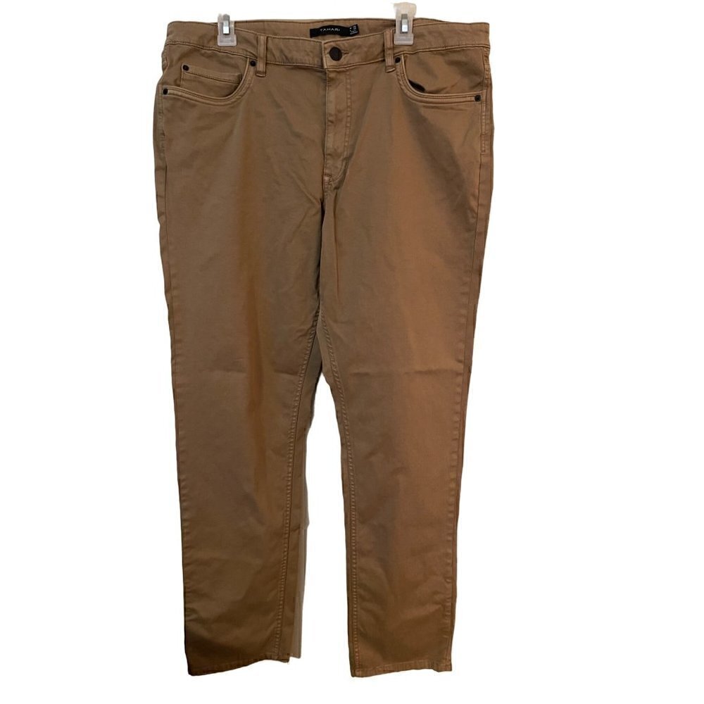 Tahari Men's Stretch Dress Brown Slacks button Closure Size W38X L32